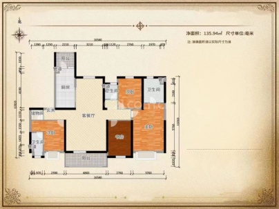 轩逸家苑 3室 2厅 100.91平米