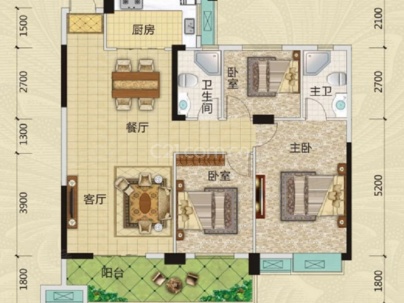 桂花苑 3室 2厅 155平米