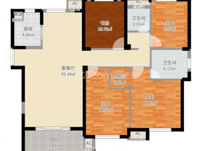 立新区郊区国税局住宅楼 4室 2厅 153平米