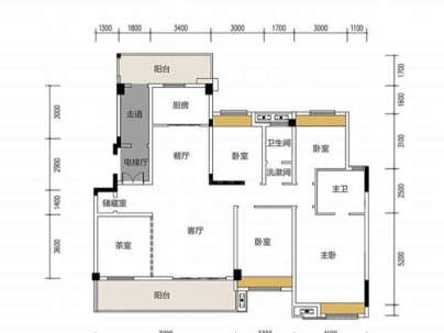 工学院教师住宅楼 4室 2厅 169平米