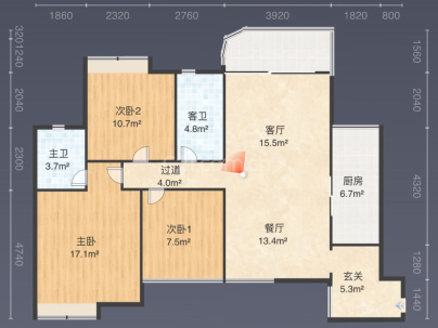 创发城 4室 2厅 139.77平米