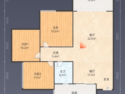 珠江云锦 3室 2厅 91.2平米