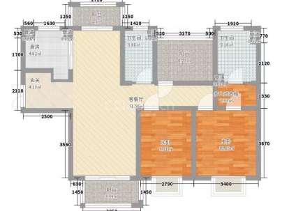 博达绿岛 3室 2厅 125平米