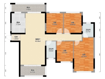 福悦名居 4室 2厅 138.46平米