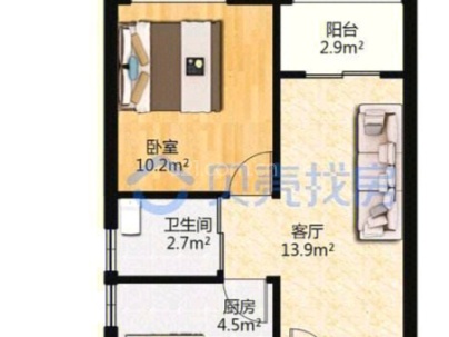 白沙广场 1室 1厅 42.8平米