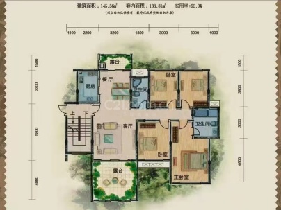 香榭丽舍Ⅱ伴山公馆 4室 2厅 148平米