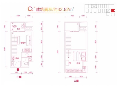 金钟时代城 2室 1厅 35.04平米