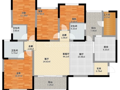 恒大绿洲 4室 2厅 165平米