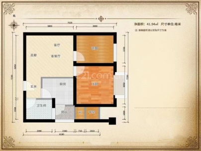 云沙诗意 2室 1厅 85平米