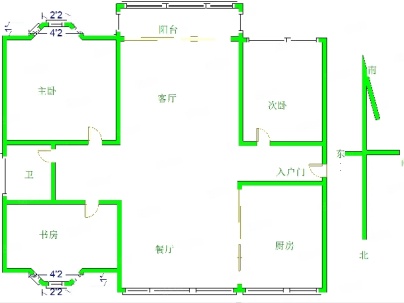 中建城市花园 3室 2厅 107平米