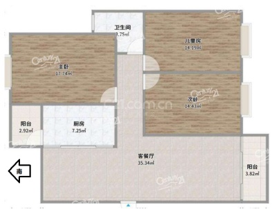 华仁北郡 3室 2厅 105.83平米