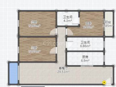 北兰小区 3室 2厅 127平米