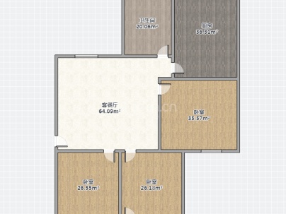 老二中宿舍（文昌路） 3室 1厅 80平米