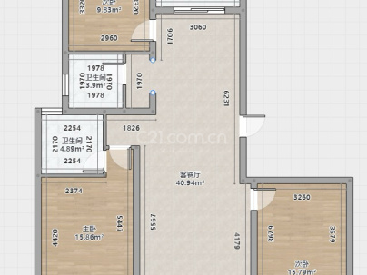 鑫佳玫瑰园（二期） 3室 2厅 159.48平米