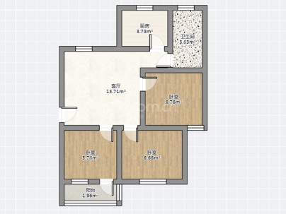 鲁东小区 3室 1厅 76平米