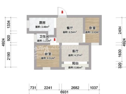 中石玺悦城D区 2室 2厅 95平米