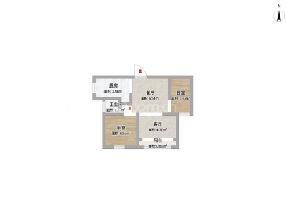 中石玺悦城A区 2室 2厅 87.42平米