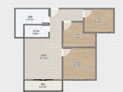清河锦城 3室 2厅 114平米