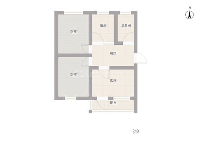建行宿舍（滕州） 2室 2厅 64.5平米