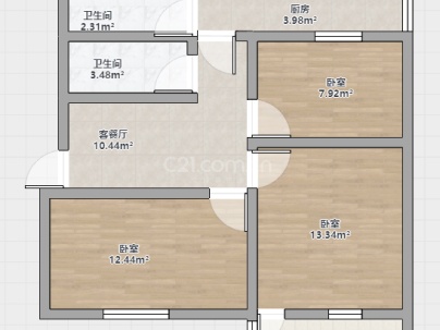 赵王河小区 3室 1厅 62平米