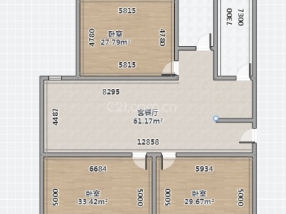 杏坛西区 3室 1厅 90平米