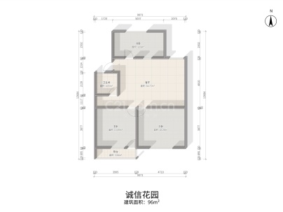 诚信花园 2室 1厅 96.11平米