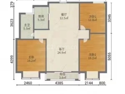 翰宏名筑 3室 2厅 120.28平米