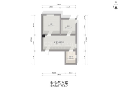 锦泰名城 2室 1厅 70.38平米