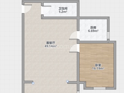 人和天地 1室 1厅 76平米