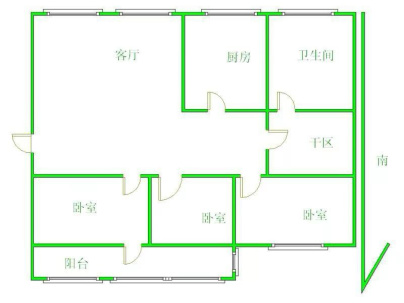 建委宿舍楼 3室 1厅 78平米