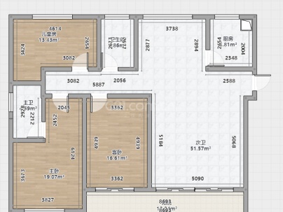 城建珑悦城 3室 2厅 141.44平米