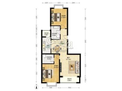 鸿业兴园一区 2室 2厅 102.74平米