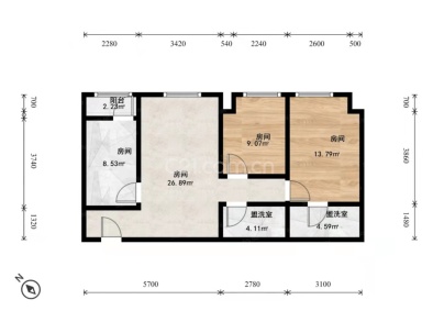 星悦国际 2室 1厅 109.1平米