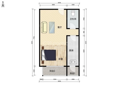 博客园 1室 54.49平米