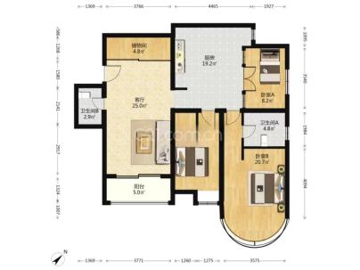 珠江绿洲家园 3室 2厅 143.33平米