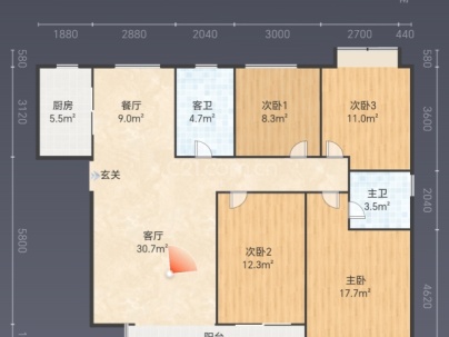 领创大地城 4室 2厅 147平米