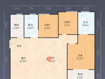 大唐紫宸院 3室 2厅 115.53平米