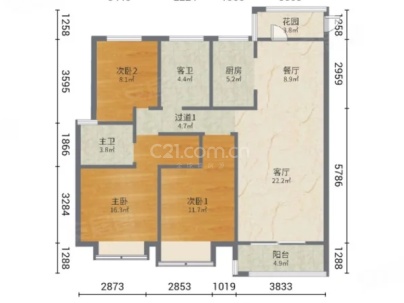 银基誉府 3室 2厅 122平米