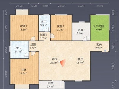 荣邦花园 3室 2厅 126平米