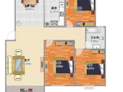 和谐新家园 3室 1厅 103平米
