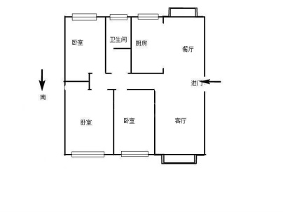 金色阳光花园 3室 2厅 108平米