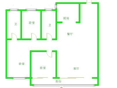 中梁凯旋门 3室 2厅 97.81平米