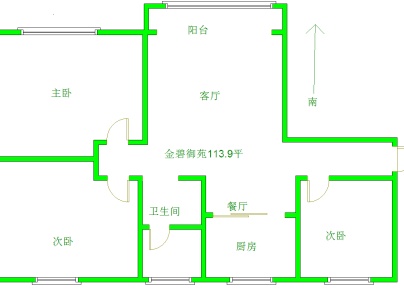 金碧御苑（四里庄回迁房） 3室 2厅 114平米