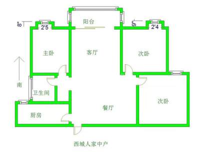 西城人家C区 3室 2厅 98平米