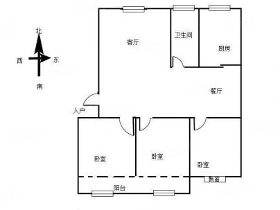 虎山小区 3室 1厅 100平米