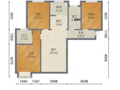 北环欣居 3室 2厅 120平米