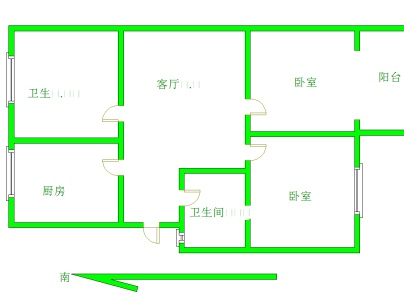 防疫站家属楼 3室 1厅 58平米