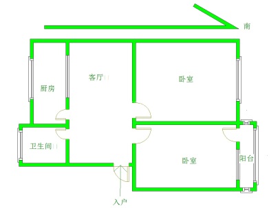 一工区宿舍 2室 1厅 68.54平米