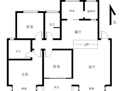 上海城市花园(步梯) 3室 2厅 134平米