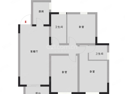 新城名筑 3室 2厅 115.36平米